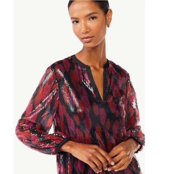 Scoop Snakeskin print sequined Shift dress sz XS NWT - Picture 3 of 7